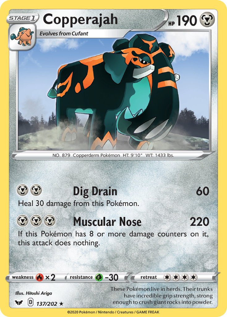 Copperajah (137/202) (GameStop Exclusive) (Blister Exclusive) [Sword & Shield: Base Set] | Good Games Morley