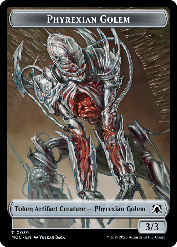 Phyrexian Golem // Construct Double-Sided Token [March of the Machine Commander Tokens] | Good Games Morley