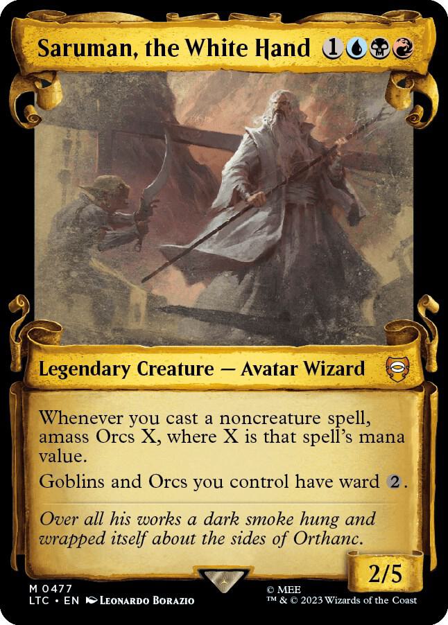 Saruman the White Hand Showcase Scrolls 477 (Commander: The Lord of the Rings: Tales of Middle-earth)  - Showcase Scroll Foil | Good Games Morley