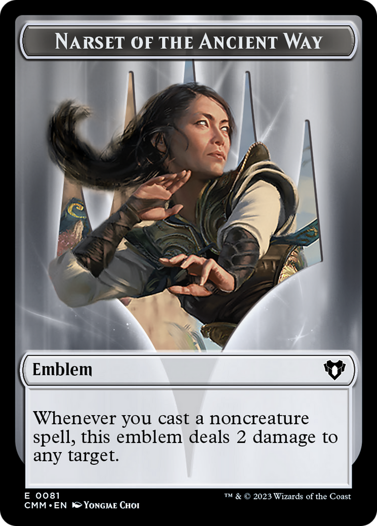 Narset of the Ancient Way Emblem // Wizard Double-Sided Token [Commander Masters Tokens] | Good Games Morley