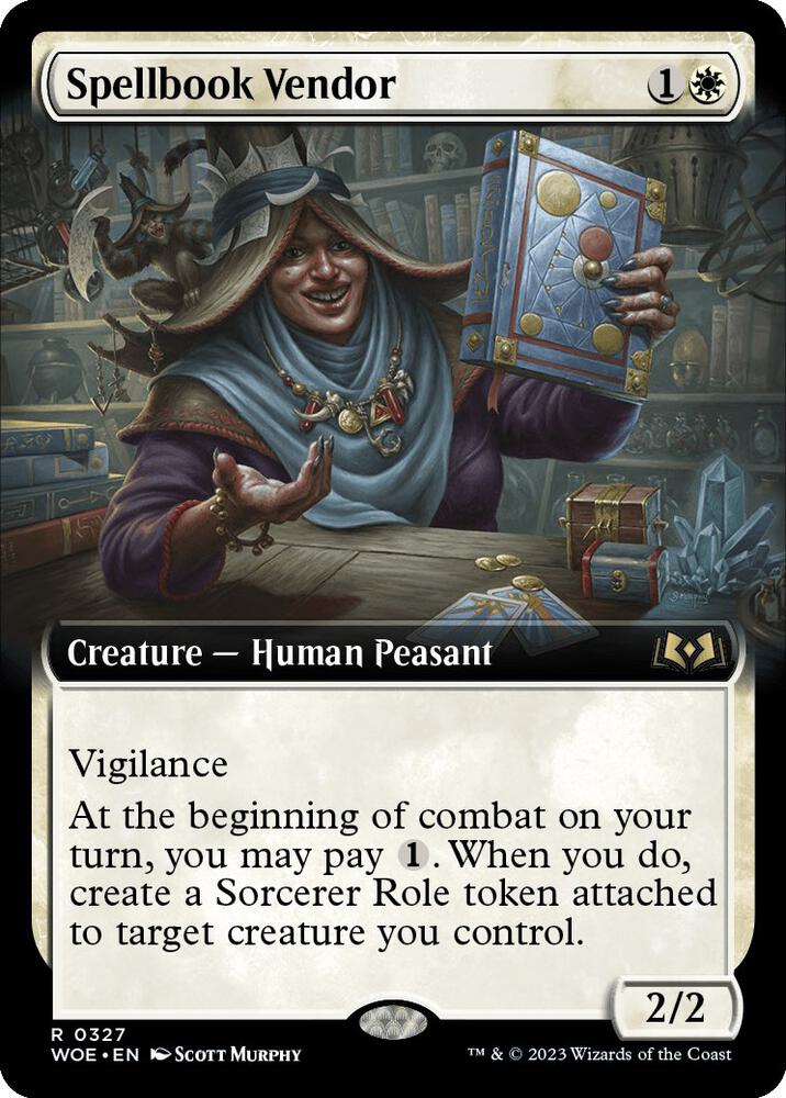 Spellbook Vendor 327/276 (Wilds of Eldraine)  - Extended Art Foil | Good Games Morley
