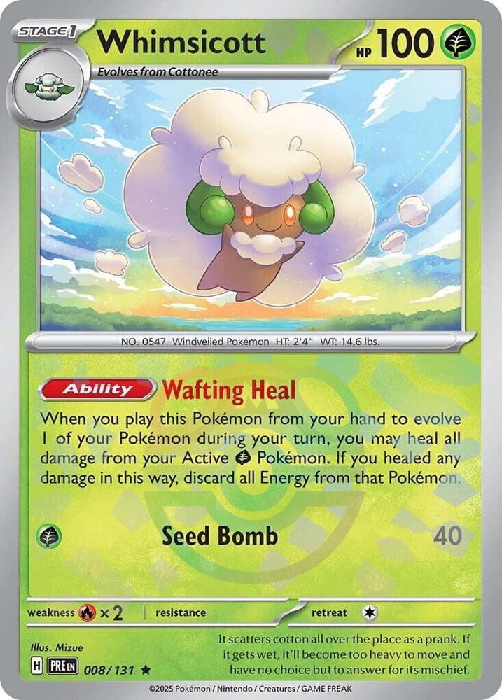 Whimsicott 008/131 (SV: Prismatic Evolutions)  - Master Ball Holofoil | Good Games Morley