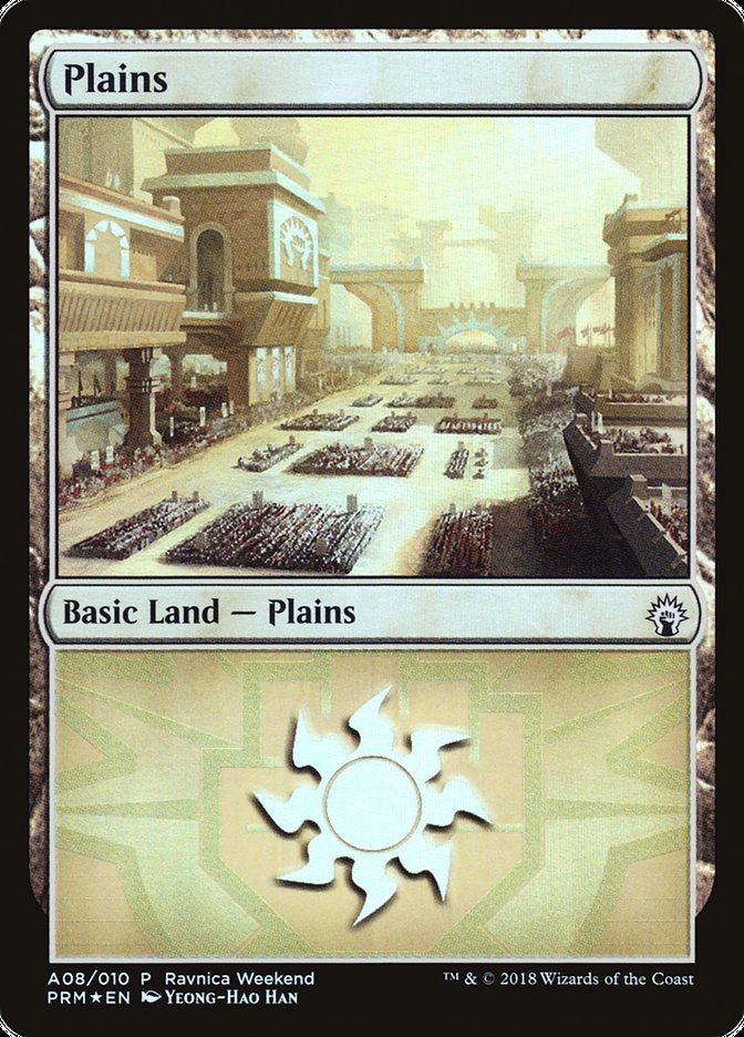 Plains (A08) [Ravnica Allegiance Ravnica Weekend] | Good Games Morley
