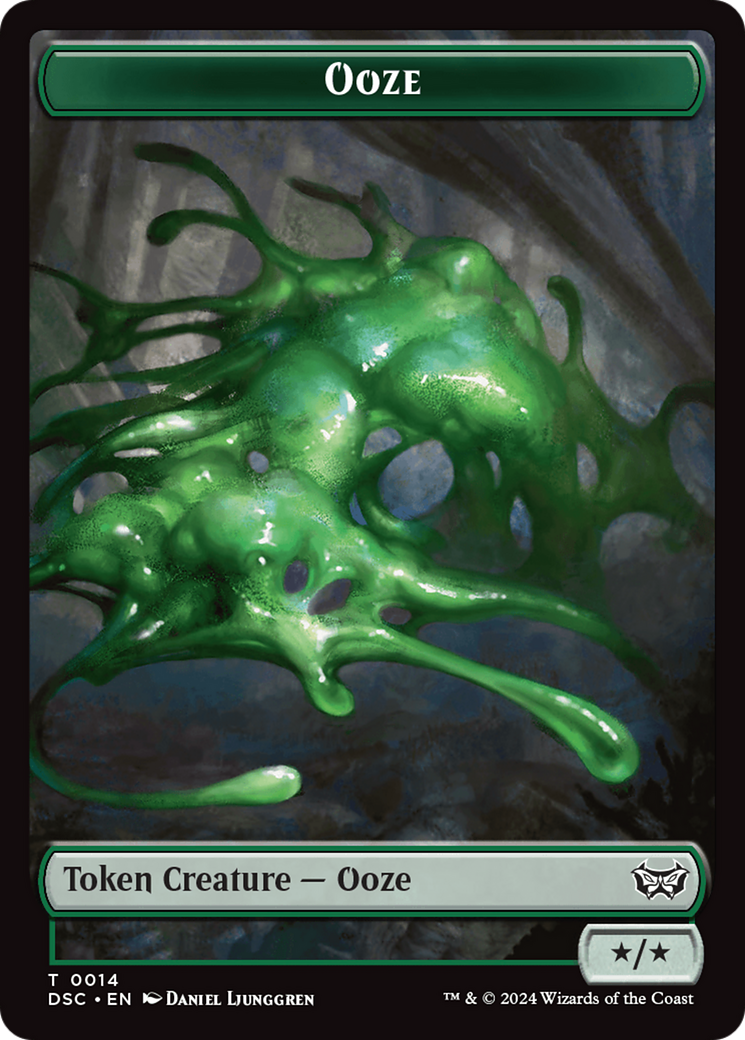 Insect (0011) // Ooze (0014) Double-Sided Token [Duskmourn: House of Horror Commander Tokens] | Good Games Morley