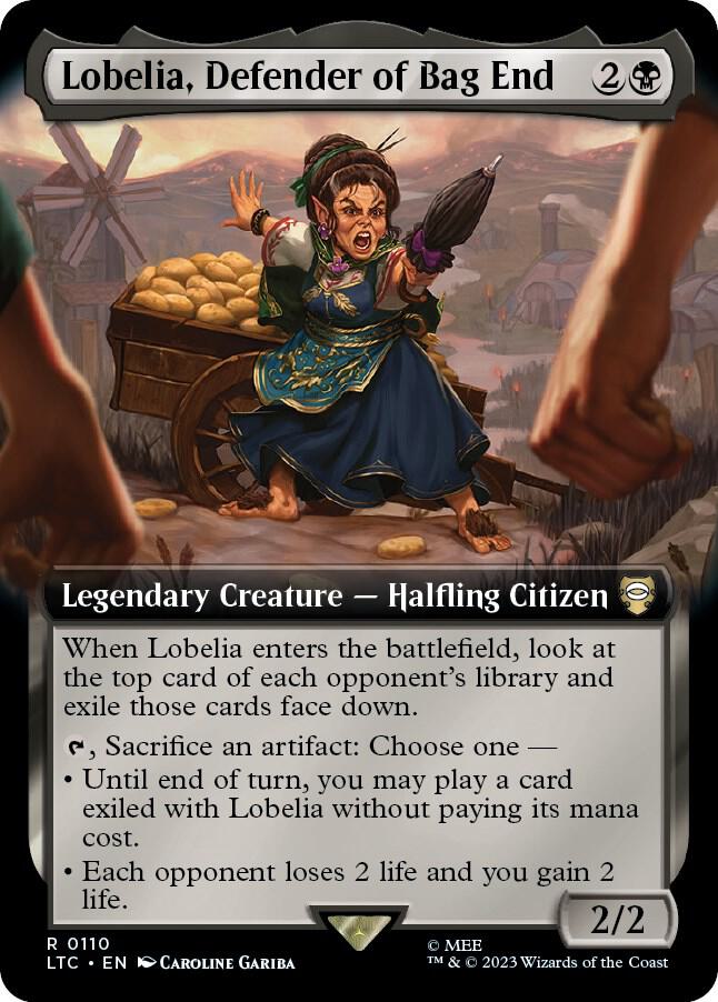Lobelia, Defender of Bag End 110/347 (Commander: The Lord of the Rings: Tales of Middle-earth)  - Extended Art | Good Games Morley