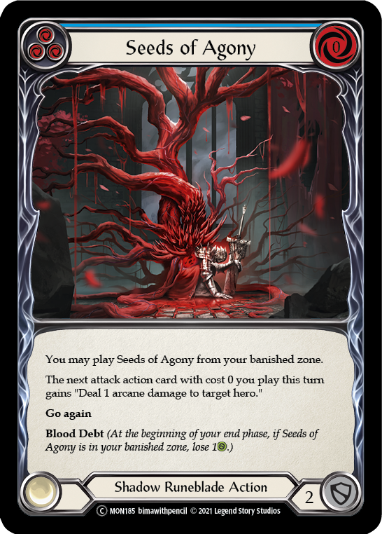 Seeds of Agony (Blue) [U-MON185-RF] (Monarch Unlimited)  Unlimited Rainbow Foil | Good Games Morley