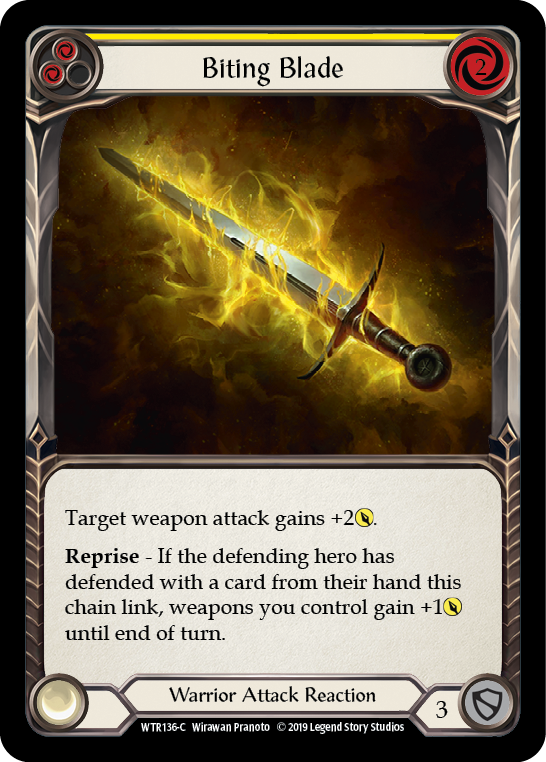 Biting Blade (Yellow) [WTR136-C] (Welcome to Rathe)  Alpha Print Rainbow Foil | Good Games Morley