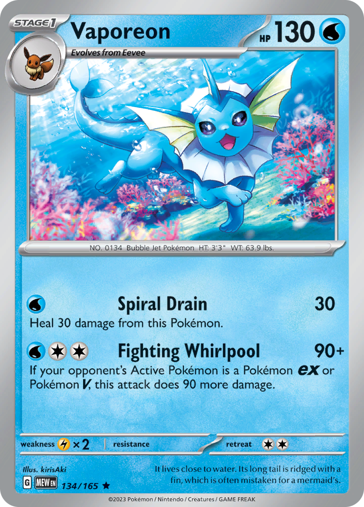 Vaporeon (134/165) [Scarlet & Violet 151] | Good Games Morley