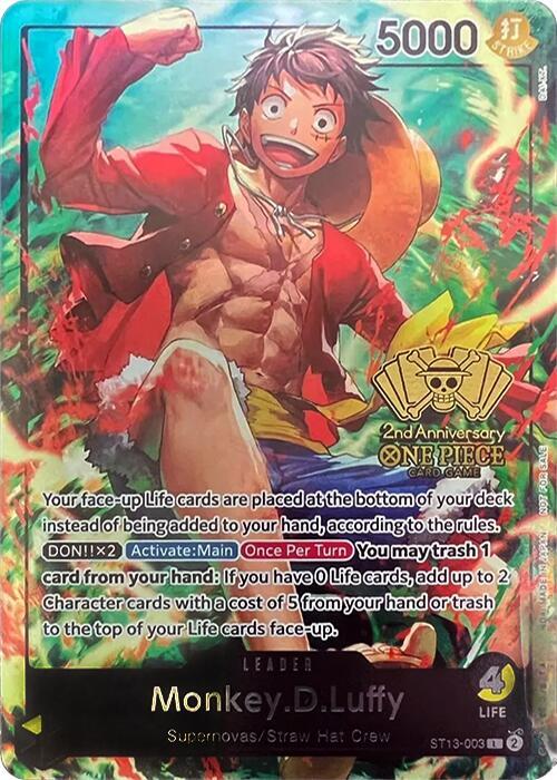 Monkey.D.Luffy (2nd Anniversary Tournament) ST13-003 (One Piece Promotion Cards)  - Foil | Good Games Morley