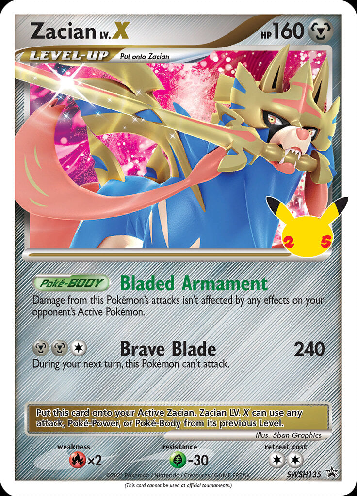 Zacian LV.X (SWSH135) (Celebrations) [Sword & Shield: Black Star Promos] | Good Games Morley