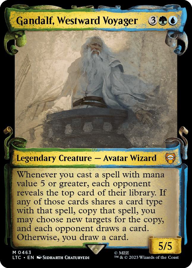 Gandalf Westward Voyager Showcase Scrolls 463 (Commander: The Lord of the Rings: Tales of Middle-earth)  - Showcase Scroll Foil | Good Games Morley