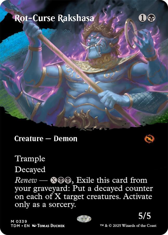 Rot-Curse Rakshasa 339 (Tarkir: Dragonstorm)  - Borderless Foil | Good Games Morley