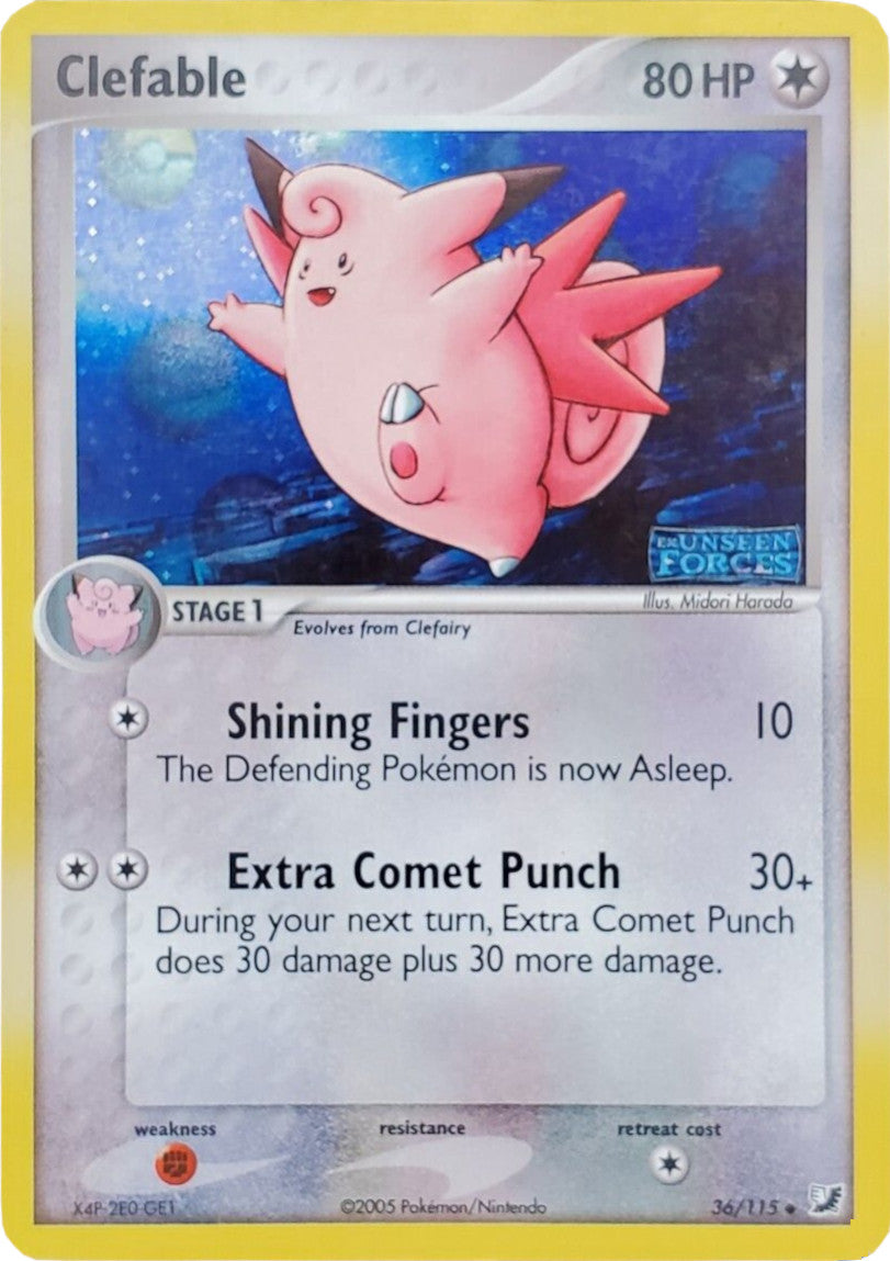 Clefable (36/115) (Stamped) [EX: Unseen Forces] | Good Games Morley
