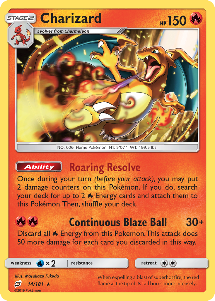 Charizard (14/181) (Cosmos Holo) [Sun & Moon: Team Up] | Good Games Morley