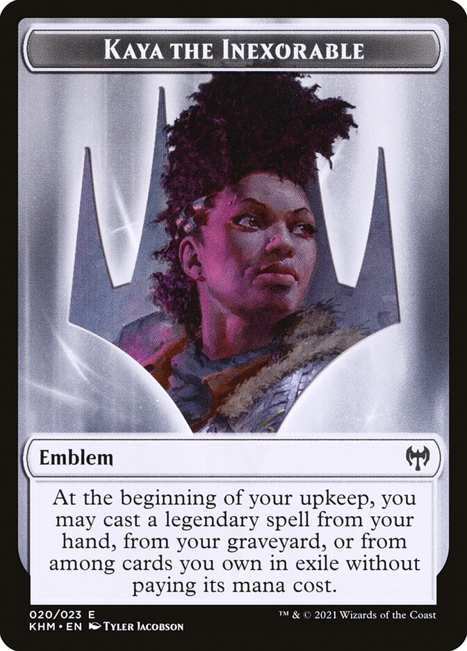 Treasure // Kaya, the Inexorable Emblem Double-Sided Token [Kaldheim Tokens] | Good Games Morley