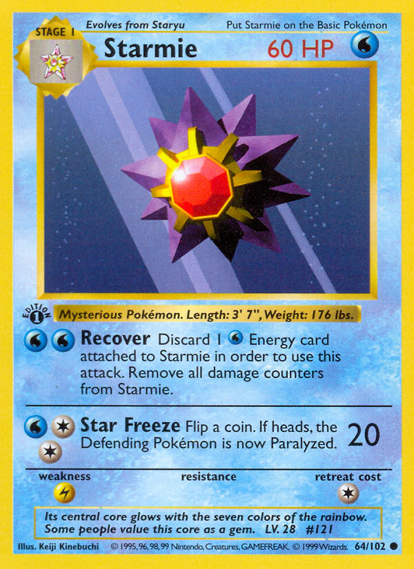 Starmie (64/102) (Shadowless) [Base Set 1st Edition] | Good Games Morley