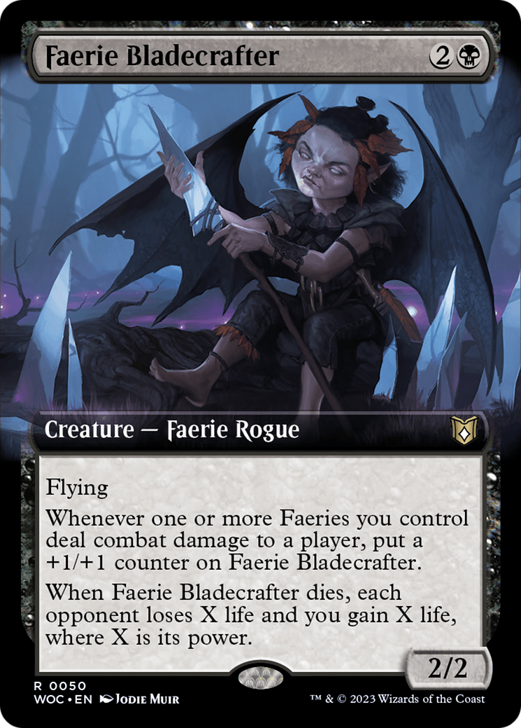 Faerie Bladecrafter (Extended Art) [Wilds of Eldraine Commander] | Good Games Morley