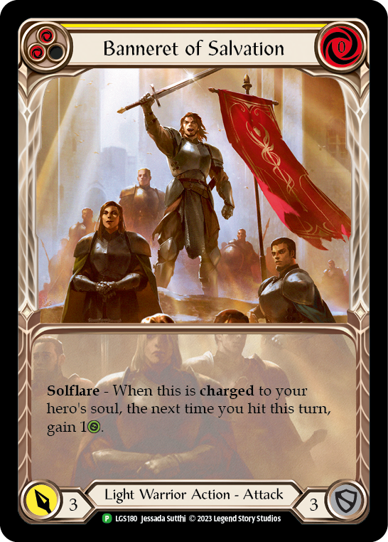 Banneret of Salvation (Extended Art) [LGS180] (Promo)  Rainbow Foil | Good Games Morley