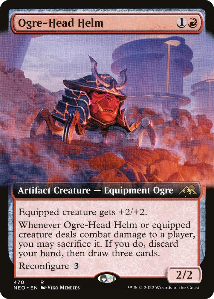 Ogre-Head Helm 470/302 (Kamigawa: Neon Dynasty)  - Extended Art Foil | Good Games Morley