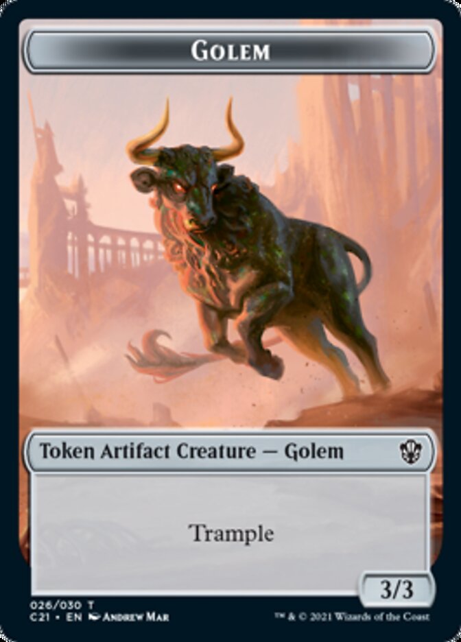 Golem (026) // Thopter Double-Sided Token [Commander 2021 Tokens] | Good Games Morley