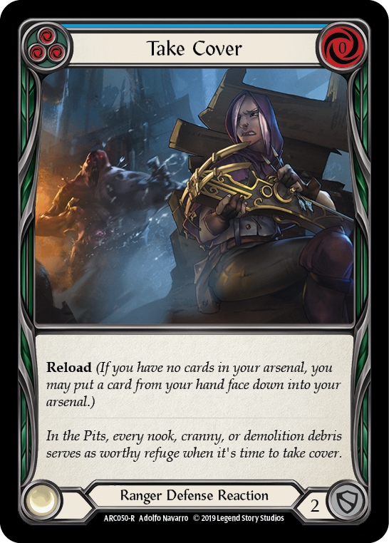 Take Cover (Blue) [ARC050-R] (Arcane Rising)  1st Edition Rainbow Foil | Good Games Morley