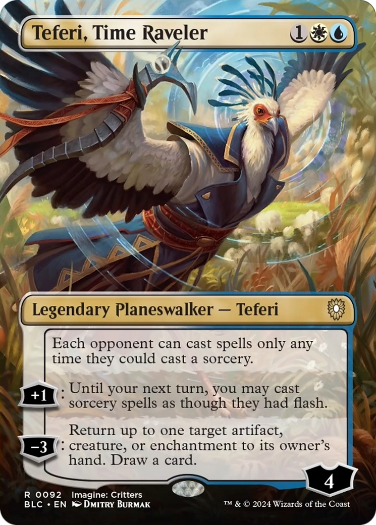 Teferi, Time Raveler (Borderless) [Bloomburrow Commander] | Good Games Morley