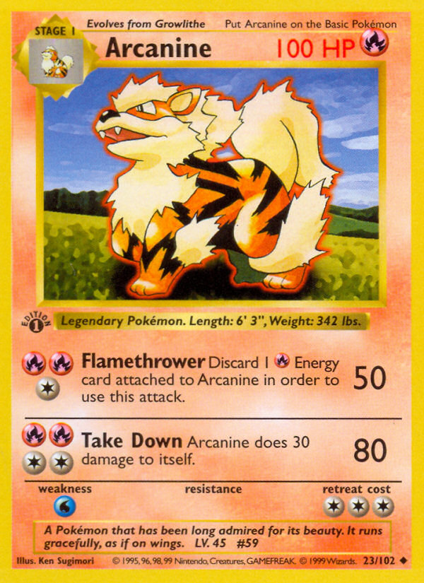 Arcanine (23/102) (Shadowless) [Base Set 1st Edition] | Good Games Morley