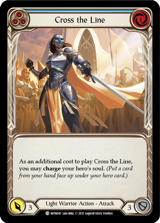 Cross the Line (Blue) [MON047-RF] (Monarch)  1st Edition Rainbow Foil | Good Games Morley