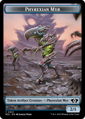 Phyrexian Myr // Wrenn and Realmbreaker Emblem Double-Sided Token [March of the Machine Tokens] | Good Games Morley