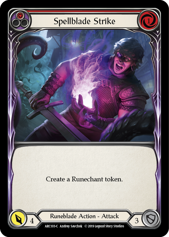 Spellblade Strike (Red) [ARC103-C] (Arcane Rising)  1st Edition Rainbow Foil | Good Games Morley