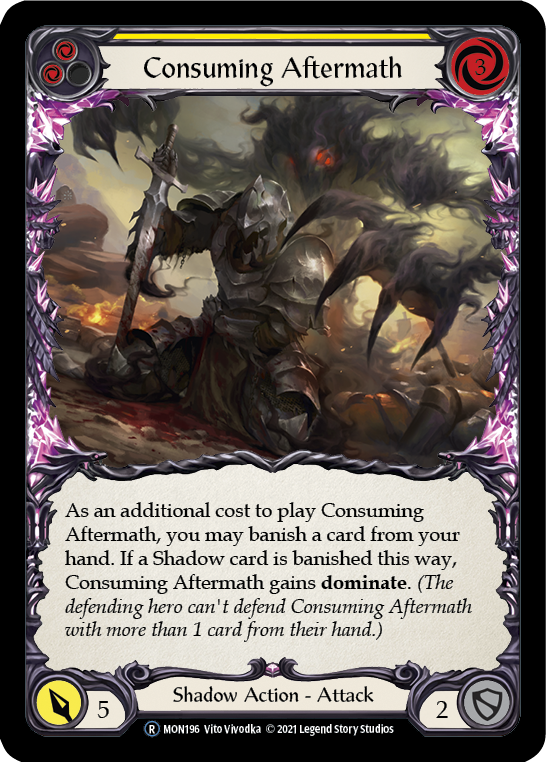Consuming Aftermath (Yellow) [U-MON196-RF] (Monarch Unlimited)  Unlimited Rainbow Foil | Good Games Morley