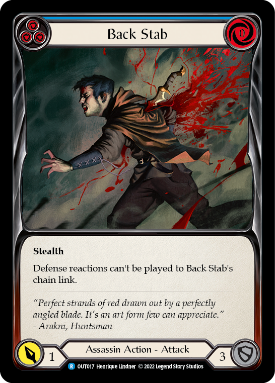 Back Stab (Blue) [OUT017] (Outsiders)  Rainbow Foil | Good Games Morley