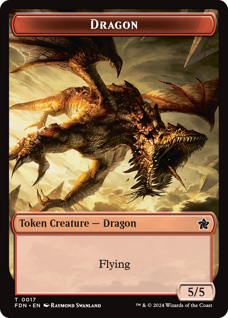 Cat Beast // Dragon (0017) Double-Sided Token [Foundations Tokens] | Good Games Morley