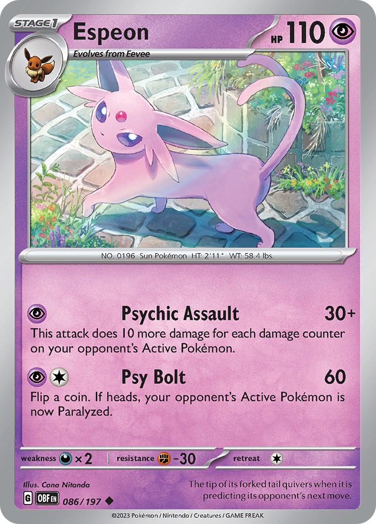 Espeon (086/197) [Scarlet & Violet: Obsidian Flames] | Good Games Morley