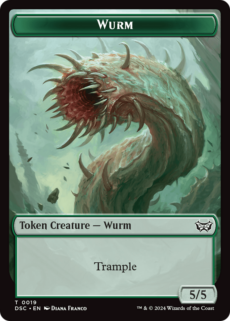 Wurm (0019) // Insect (0010) Double-Sided Token [Duskmourn: House of Horror Commander Tokens] | Good Games Morley
