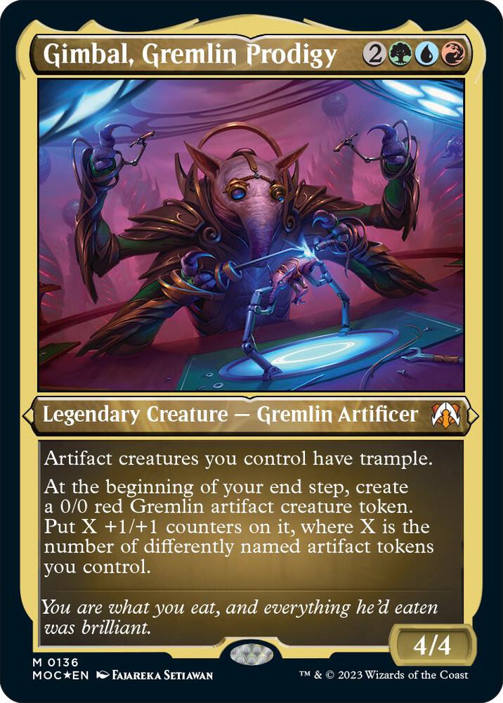 Gimbal Gremlin Prodigy Display Commander Thick Stock 136 (Commander: March of the Machine)  - Foil | Good Games Morley
