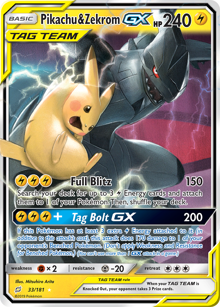 Pikachu & Zekrom GX (33/181) [Sun & Moon: Team Up] | Good Games Morley