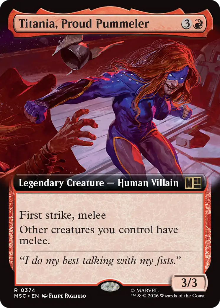 Titania, Proud Pummeler (Extended Art) [Marvel Super Heroes Commander] | Good Games Morley