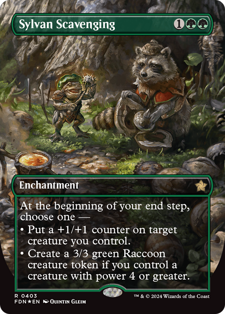 Sylvan Scavenging (Borderless) (Mana Foil) [Foundations] | Good Games Morley