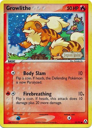 Growlithe (55/92) (Stamped) [EX: Legend Maker] | Good Games Morley