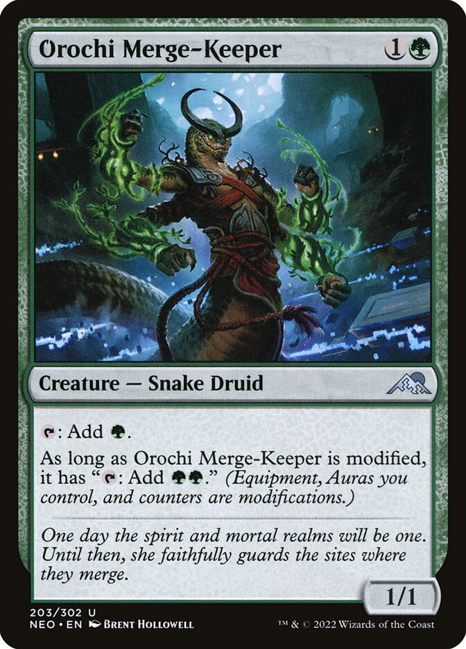 Orochi Merge-Keeper 203/302 (Kamigawa: Neon Dynasty)  - Foil | Good Games Morley