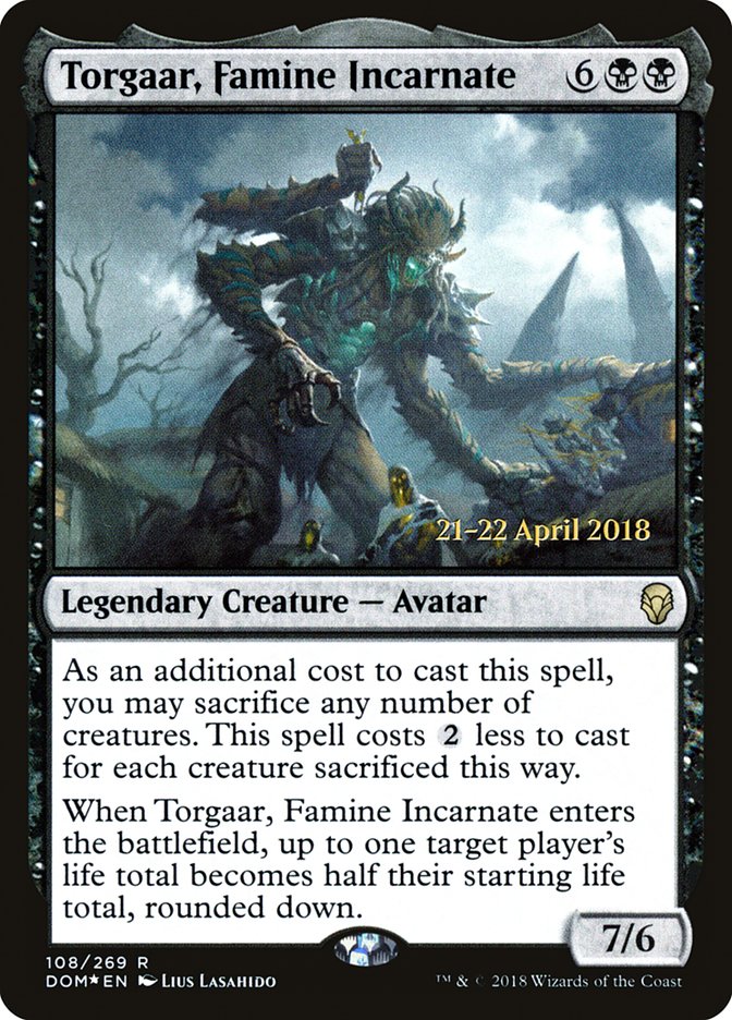 Torgaar, Famine Incarnate [Dominaria Prerelease Promos] | Good Games Morley