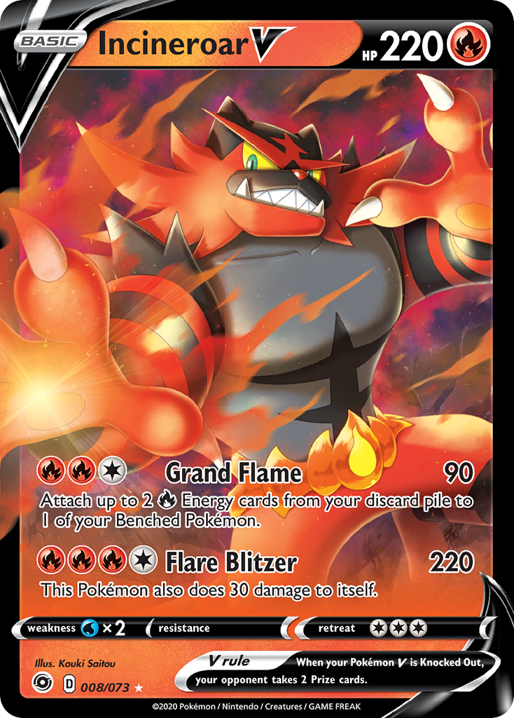 Incineroar V (008/073) [Sword & Shield: Champion's Path] | Good Games Morley