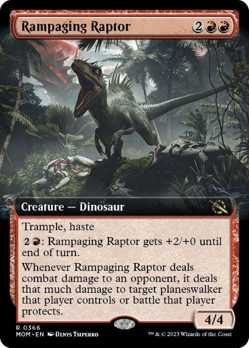 Rampaging Raptor 366/291 (March of the Machine)  - Extended Art Foil | Good Games Morley