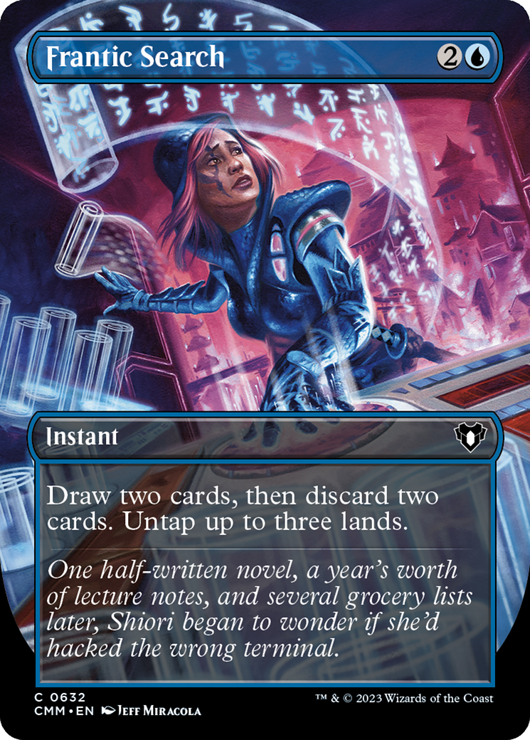Frantic Search (Borderless Alternate Art) [Commander Masters] | Good Games Morley