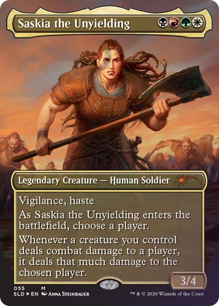 Saskia the Unyielding 55/1 (Secret Lair Drop Series)  - Borderless Foil | Good Games Morley