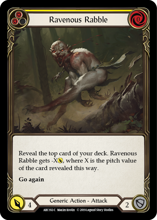 Ravenous Rabble (Yellow) [ARC192-C] (Arcane Rising)  1st Edition Rainbow Foil | Good Games Morley