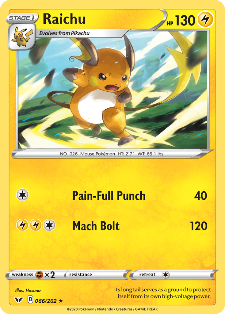 Raichu (066/202) [Sword & Shield: Base Set] | Good Games Morley