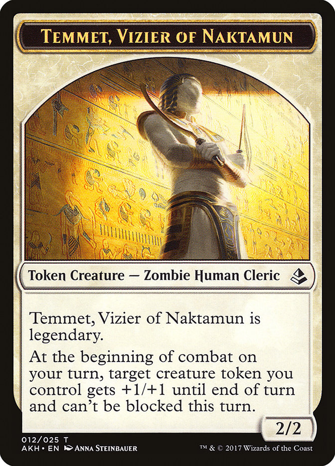 Temmet, Vizier of Naktamun // Zombie Double-Sided Token [Amonkhet Tokens] | Good Games Morley