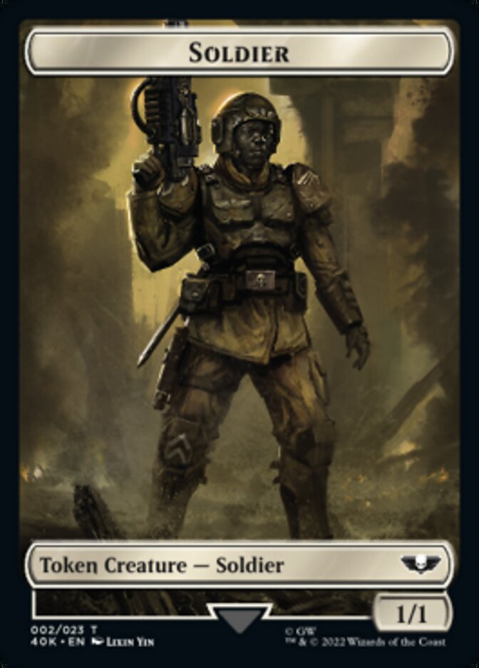 Soldier (002) // Zephyrim Double-Sided Token (Surge Foil) [Warhammer 40,000 Tokens] | Good Games Morley